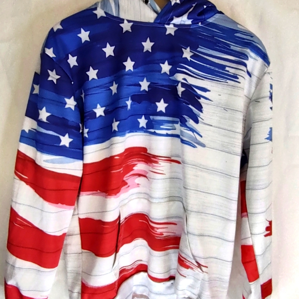US Flag Style Men's Large Hoodie By John Hancock